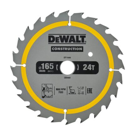 DeWalt Daire Testere Bıçağı - Çivili Ahşap 165 x 20mm 24T (DC)