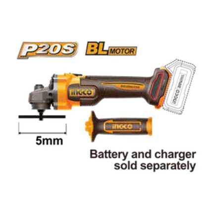 INGCO CAGLI21154 Kömürsüz Akülü Avuç Taşlama 115mm 20V Li-ion 2.0Ah/4.0Ah