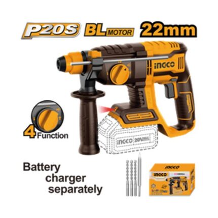 INGCO CRHLI20208 Kömürsüz Akülü Kırıcı-Delici 20V Li-ion 2.0Ah/4.0Ah